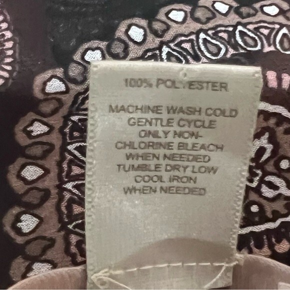 Loft long sleeve black and pink print semi sheer top size large - Picture 7 of 7